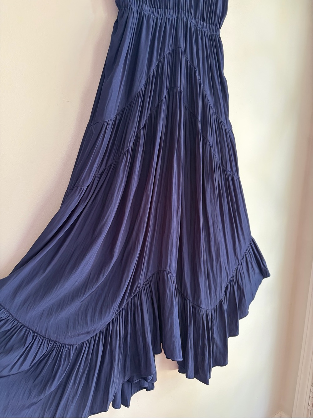 Ramy Brook Fenix Navy Blue Tiered Ruffle Sleeveless Maxi Dress Size M - Picture 3 of 6